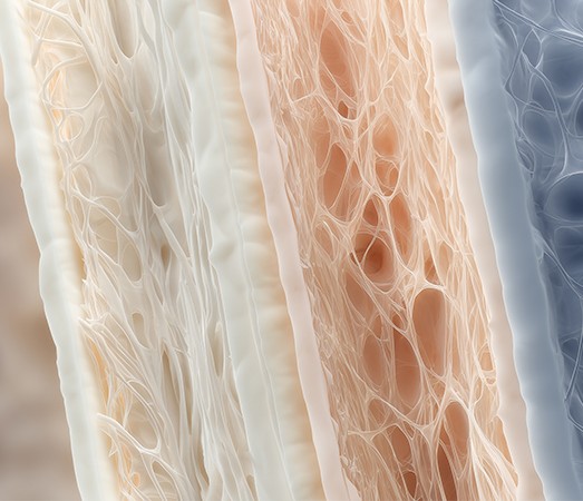 Cross-section of the tissue layers beneath the skin