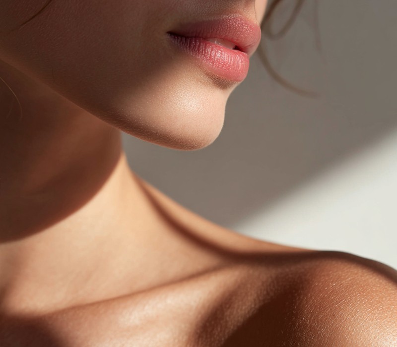 Smooth jawline and neckline