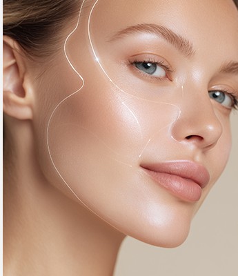 Woman with a sculpted facial contour