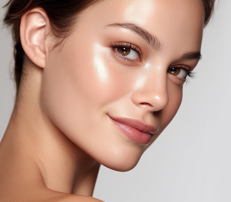 Profile of a woman with smooth, clear skin