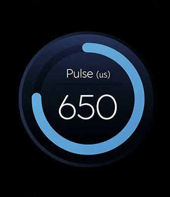 Pulse duration setting screen at 650μs