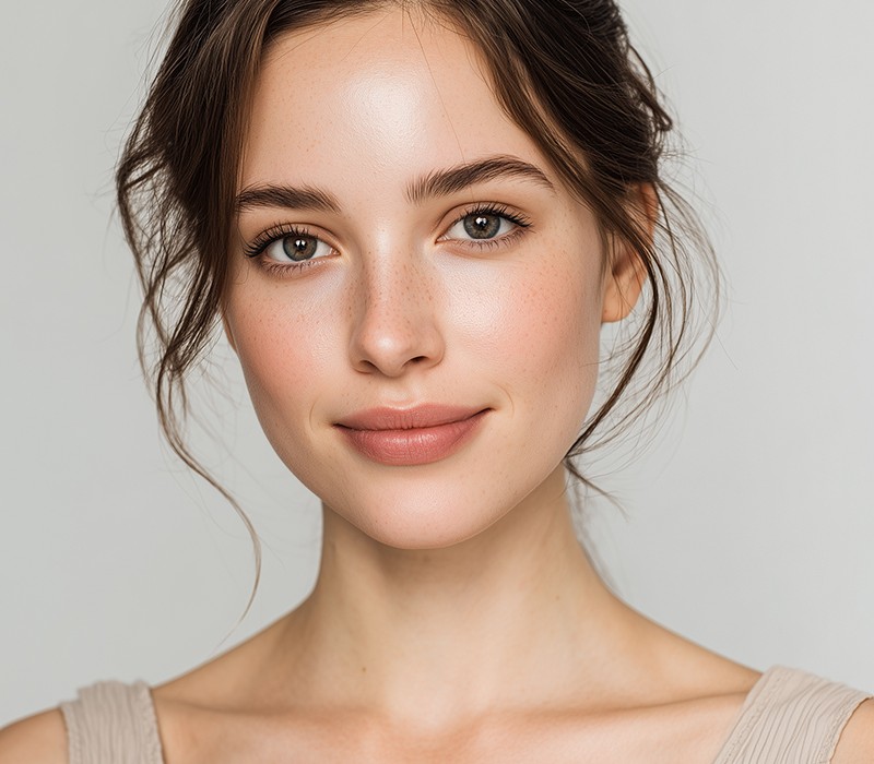 Woman with firm, lifted facial skin